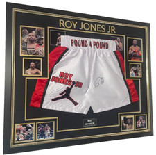 Luxury Framed Roy Jones Jr  Signed Boxing Shorts Trunks ! Roy Jones Junior