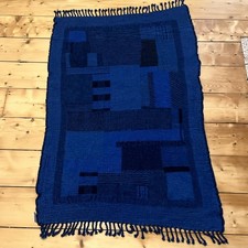 Zara Home Small Wool Blue Navy Indigo Rug 120 x 80cm 