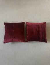 Marks & Spencer Dark Red Velvet Button Front Cushions X 2 