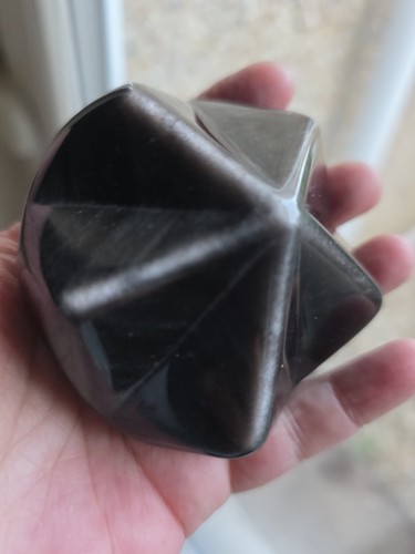 Silver sheen obsidian - silver, crystal