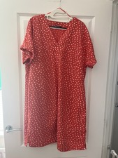 M & S Red Linen Mix Dress Size