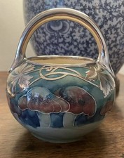 A Stunning, Rare Moorcroft Claremont Sugar Bowl Vase With Silver Overlaid.