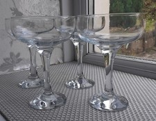 4 Vintage Coupe Shaped Glasses Clear with Thick Stem size 13 x 9 cm