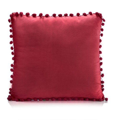 Velvet pom cushion cover - cushion,