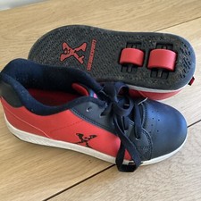 Sidewalk Sports X Black Red Heelys Skates Size UK 4 Trainers Shoes Used 