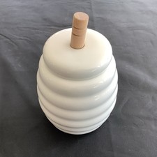 Bee Hive Honey Jar with Dipper White Ceramic