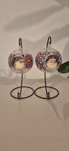 Set beaded glass globe - set,