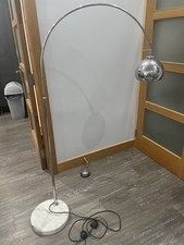Arc Curved Standing Floor Lamp with Marble Base Chrome/White