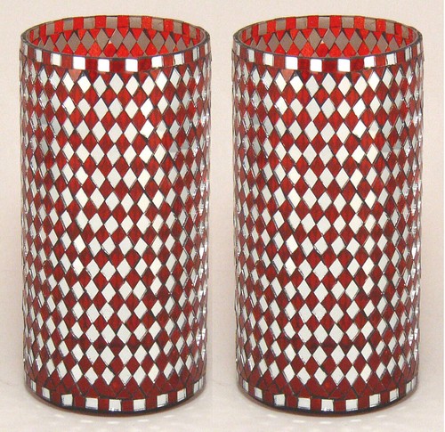 Vase mosaic cylinder - vase, red