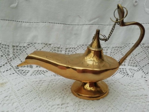 Vintage brass engraved - vintage, genie