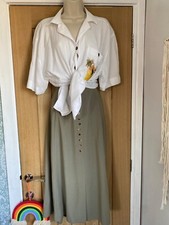 beautiful 80s 90s vintage khaki midi maxi skirt by Canda 14-16 safari vibes