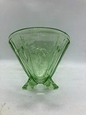 art deco glass vase Sowerby 1930's Green Glass 'Mercury' Vase bowl bon bon pot