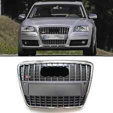 S8 Style Chrome Ring Gray Front Bumper Grille Fit For Audi A8 S8 D3 2005-2009