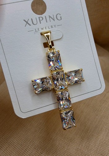 14k gold plated sparkly cross - gold,