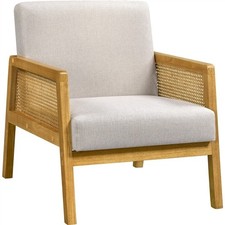 Rattan Armchair Linen Fabric