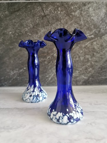 Pair vintage czech cobalt - of,