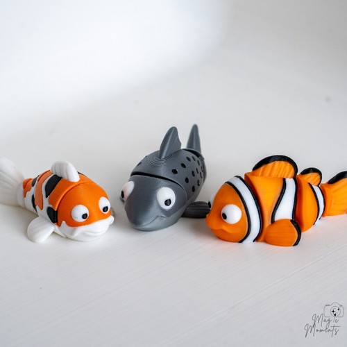 Articulated fish set - articulated, 3d