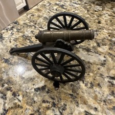 Vintage Cast Iron & Brass Miniature Cannon – Decorative Model – 6 inches
