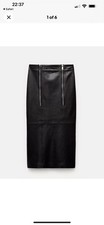 Zara Genuine Leather Double Zip Detail Maxi Skirt