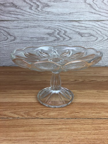 Clear pedestal pressed glass - pedestal,