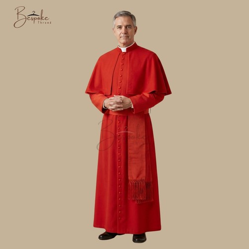 Men cardinal red roman cassock - red,