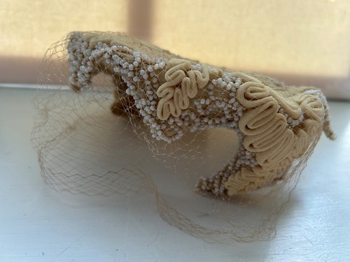 Vintage 1950s beaded white hat