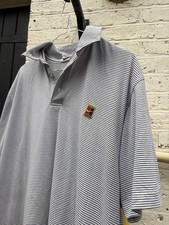 Vintage Nike Shirt Mens M  White Black Striped Polo Challenge Court Tennis 90s