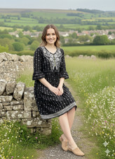 Women Cotton Flared Midi/Knee