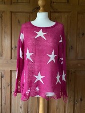 Wildfox White Label Star Jumper Distressed Beach Sweater  Sz XS Fit 8 10 12