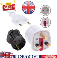 EU to UK Adapter 13A 2 Pin to 3 Pin Plug Mains Visitor Travel Adaptor