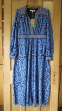BNWT Boden Hotched Jersey Dress Sz 14 R Blue, Paisley Bud