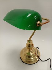 Carramar Brass Style Bankers Desk Lamp with Green Glass Shade Preowned 