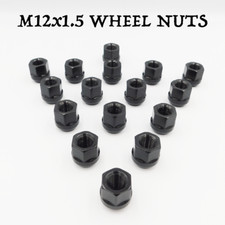 M12x1.5 Open Wheel Nuts (Black) x 16 For Mazda MX-5 Mk1, Mk2, Mk3, Mk4