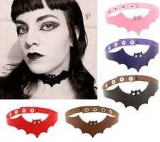 Women Halloween Bat Choker Faux Leather Necklace Stud Punk Jewellery 6 COLOURS