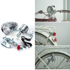 Motocycle Bicycle Bike Friction Generator Dynamo Headlight Tail Light Set 12V 6W
