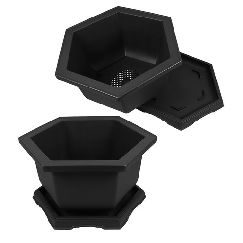 Sets hexagonal bonsai pot - hexagonal,