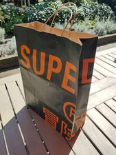 Superdry 冒険魂 Black Orange Shop Carry Gift Paper Bag 31x42x12cm SD Cult Studios