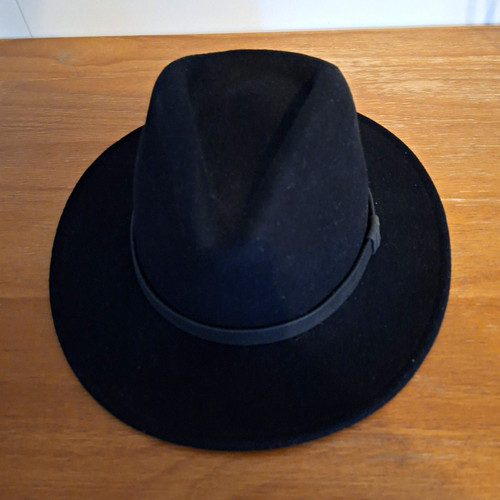 Men black wool felt fedora - wool,