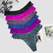 6 Pack Sexy Womens Ladies Lace Low-rise thong Knickers Briefs Underwear Panties