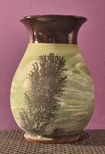 Vintage Boscastle Studio Pottery Camelot Ware Matte Finish Treescape Design Vase
