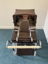 Silver Cross Dolls Pram with Zapf Creation Doll, shopping tray, Bag, Apron, Seat