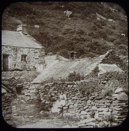 Glass magic lantern slide - glass, farm