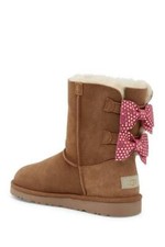UGG YOUTH MElLANI BOW DOTS BOOTS CHESTNUT PINK GOLD SIZE 4 FITS WOMENS SIZE 6