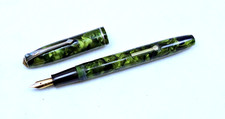 Conway Stewart 75 Fountain Pen. Marbled Green/CPT. Fine 14ct nib. 1950s. VGWC.