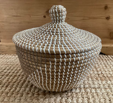 Large 12 Inch Round White Grey