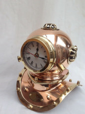 Diving Divers Nautical Hampton Helmet Clock, Solid Polished Copper Brass Finish