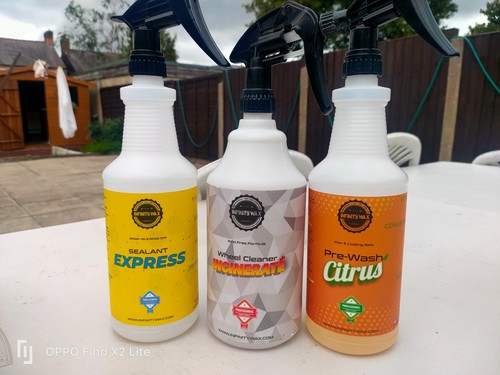 Car valeting spray - spray, bottles