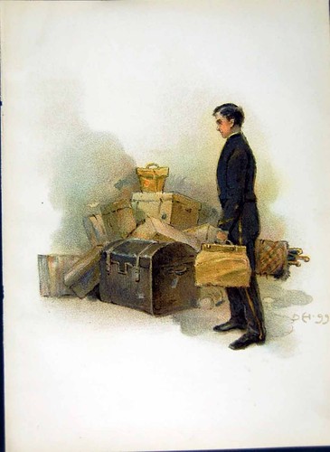 Original old antique print - old,