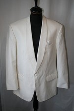 Vtg Moss Bros white Tuxedo dinner jacket size 44L Large evening dandy revival
