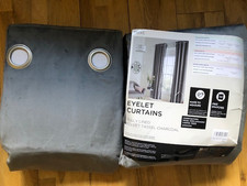 Next Matt velvet Grey TASSEL EDGE LUXURY Eyelet Curtains 228x229 CM HUGE!